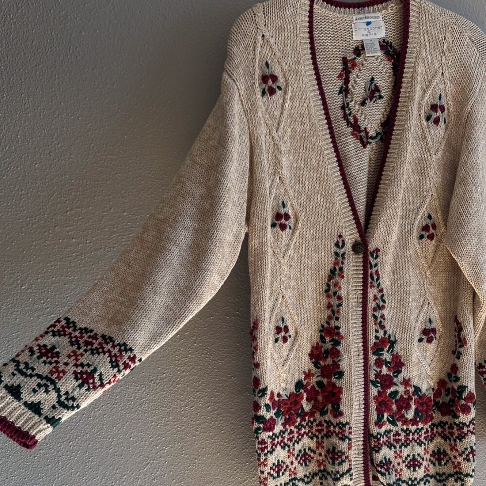 Hand embroidered vintage sweater